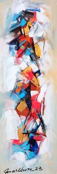 Mashkoor Raza, 12 x 36 Inch, Oil on Canvas, Abstract Painting, AC-MR-714